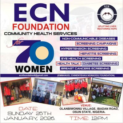 ECN Foundation community services to 70 women in Olanbiwonnu village, Ibadan road, Osun State. 25th January 2026